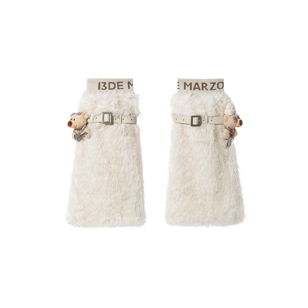 13DE MARZO Rolling Stones Faux Fur Leg Warmer Beige
