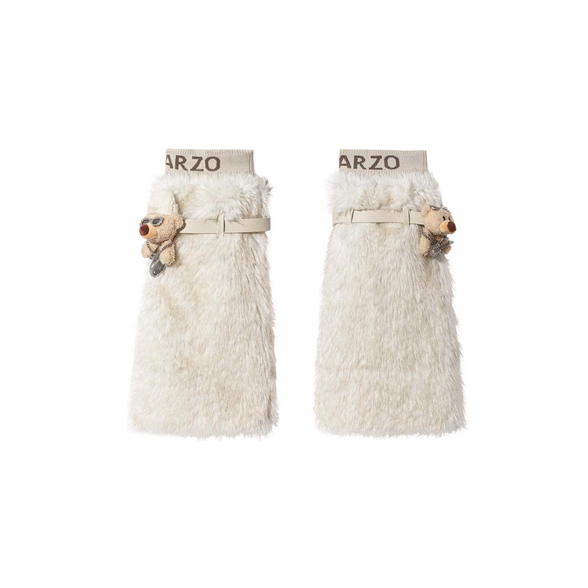 13DE MARZO Rolling Stones Faux Fur Leg Warmer Beige