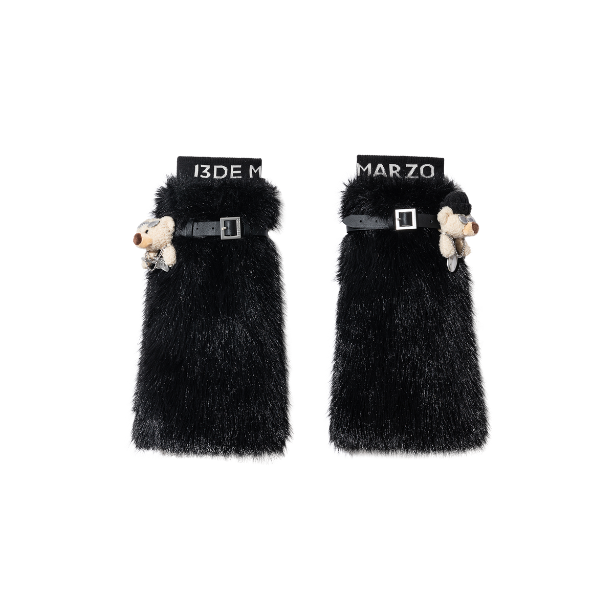 13DE MARZO Rolling Stones Faux Fur Leg Warmer Black