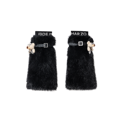 13DE MARZO Rolling Stones Faux Fur Leg Warmer Black