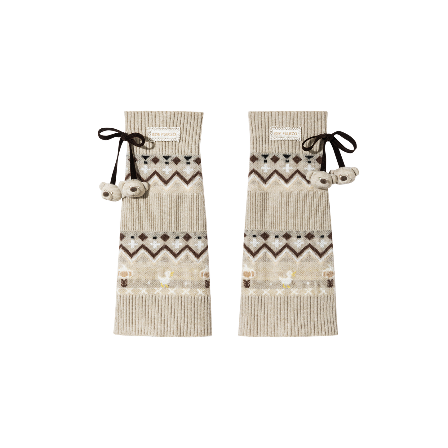 13DE MARZO Bow Knit Jacquard Leg Warmers