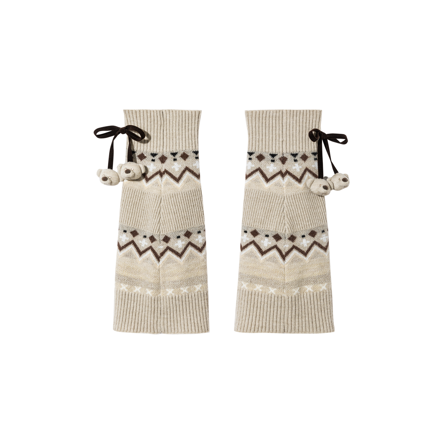 13DE MARZO Bow Knit Jacquard Leg Warmers