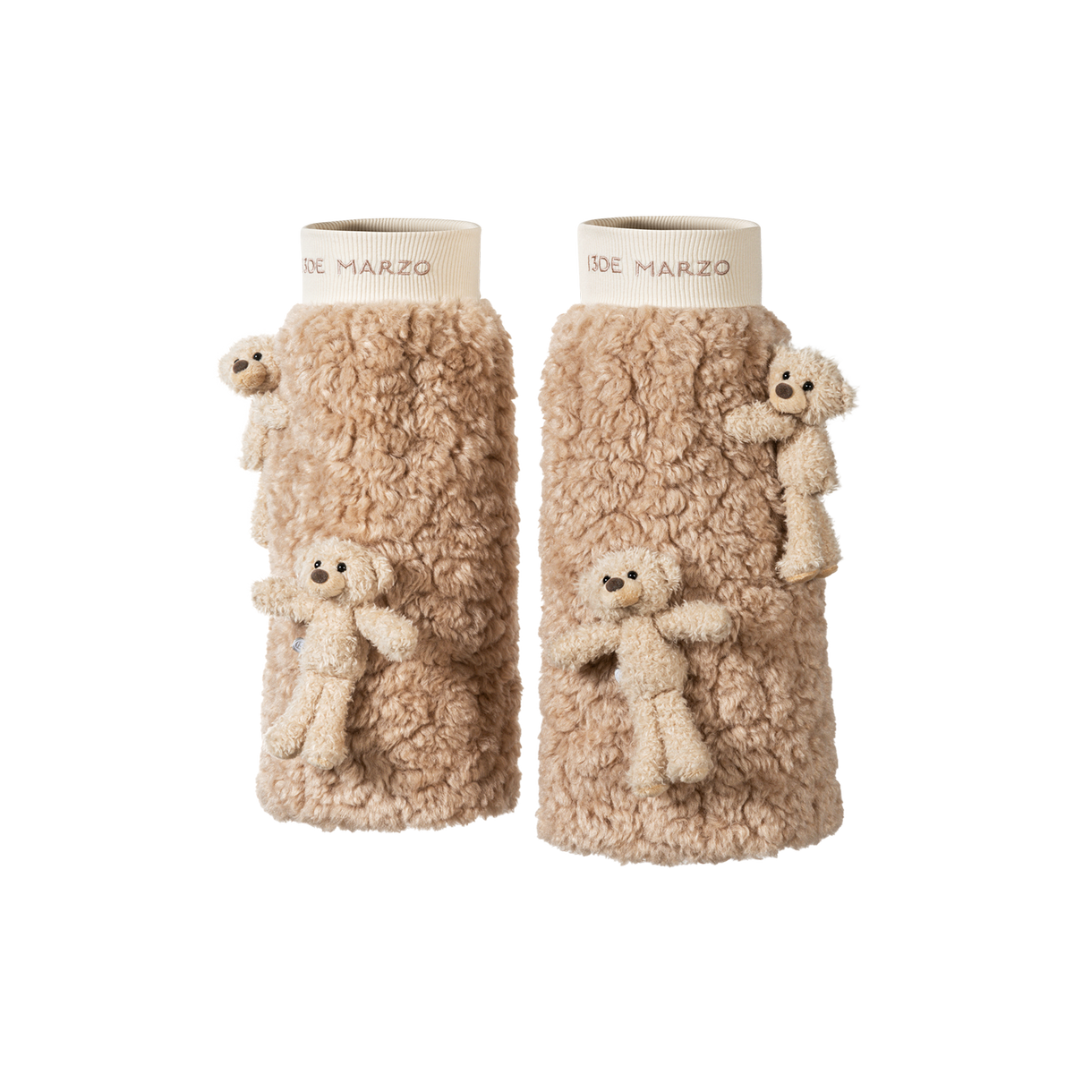 13DE MARZO Doozoo Furry Leg Warmer Khaki