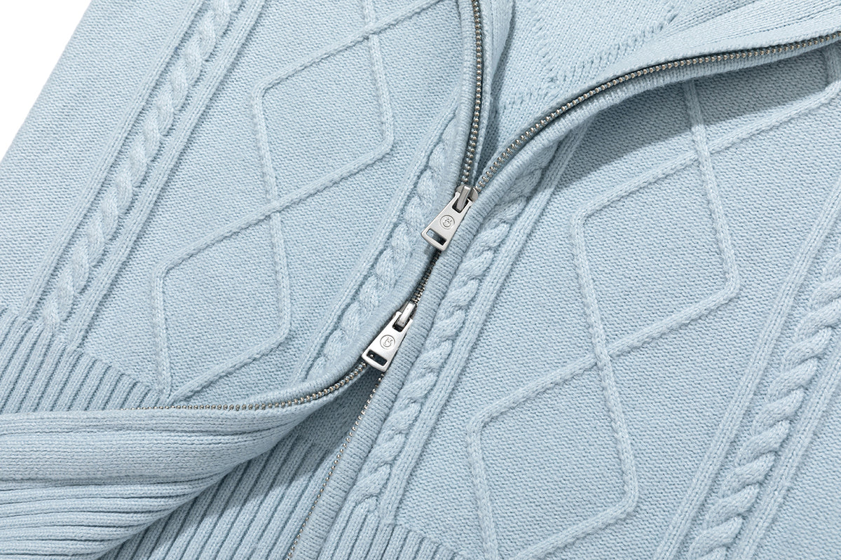 13DE MARZO Mini Bear Slim Fit Knit Zip Cardigan Blue