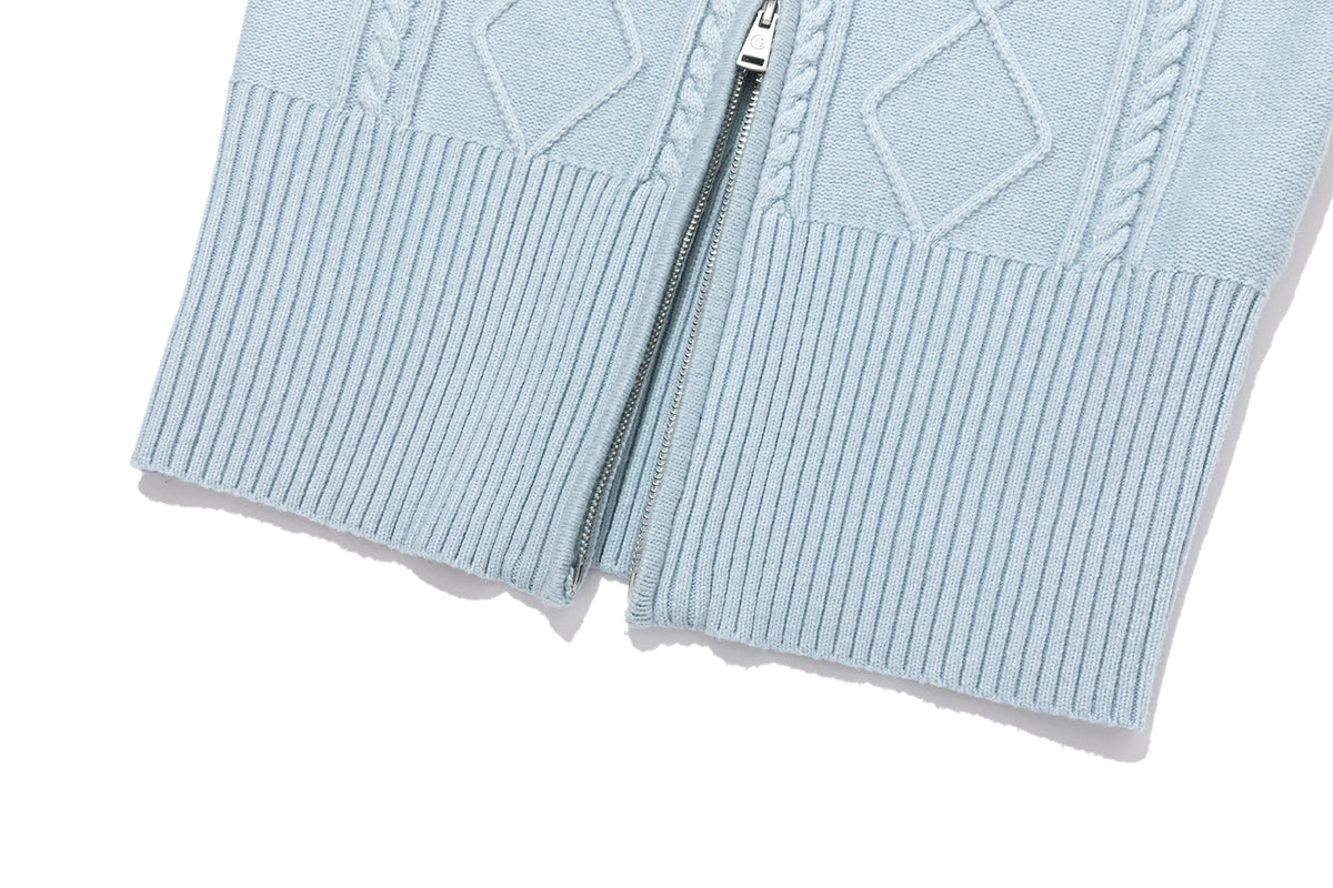 13DE MARZO Mini Bear Slim Fit Knit Zip Cardigan Blue