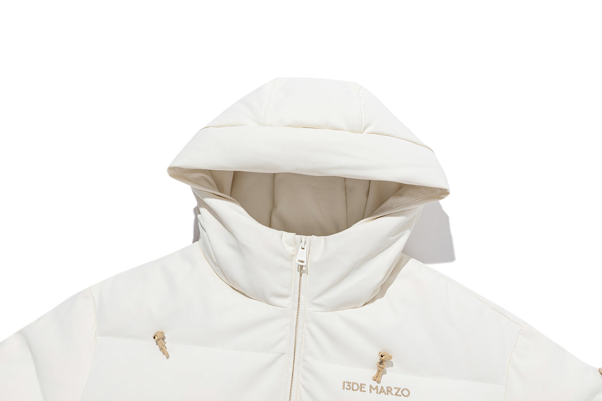 13DE MARZO All Over Flocked Bear Down Jacket Beige