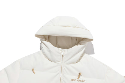 13DE MARZO All Over Flocked Bear Down Jacket Beige