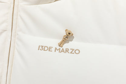 13DE MARZO All Over Flocked Bear Down Jacket Beige