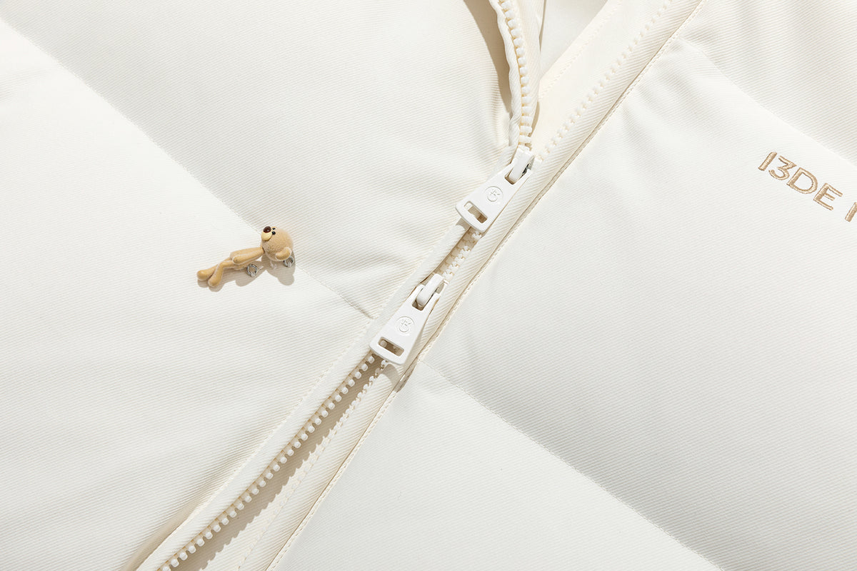 13DE MARZO All Over Flocked Bear Down Jacket Beige