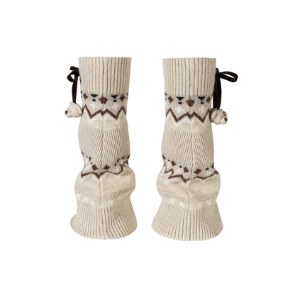 13DE MARZO Bow Knit Jacquard Leg Warmers