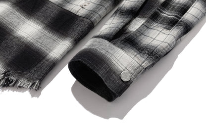 13DE MARZO Patchwork Plaid Distressed Shirt