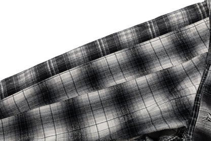 13DE MARZO Patchwork Plaid Distressed Shirt