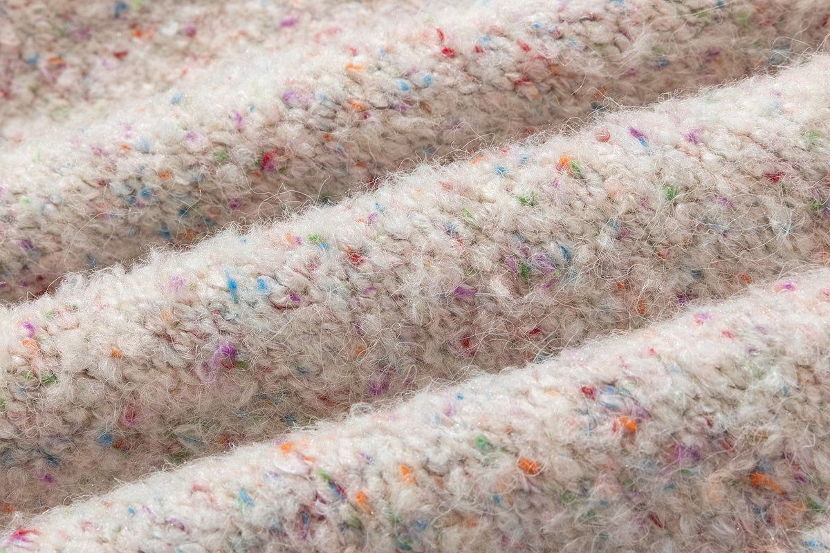13DE MARZO Colorful Dot Knit Letter Fringe Cardigan Beige