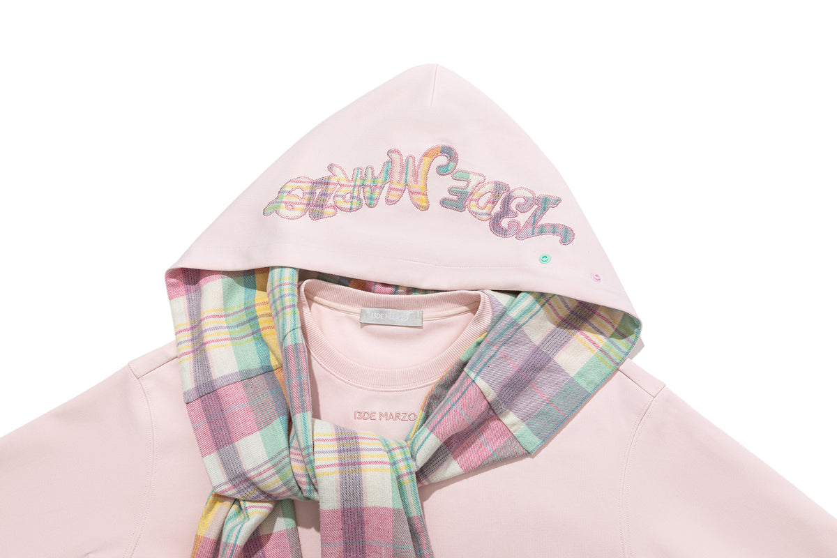 13DE MARZO Plaid Deconstructed Long Sleeve Pink