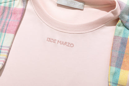 13DE MARZO Plaid Deconstructed Long Sleeve Pink