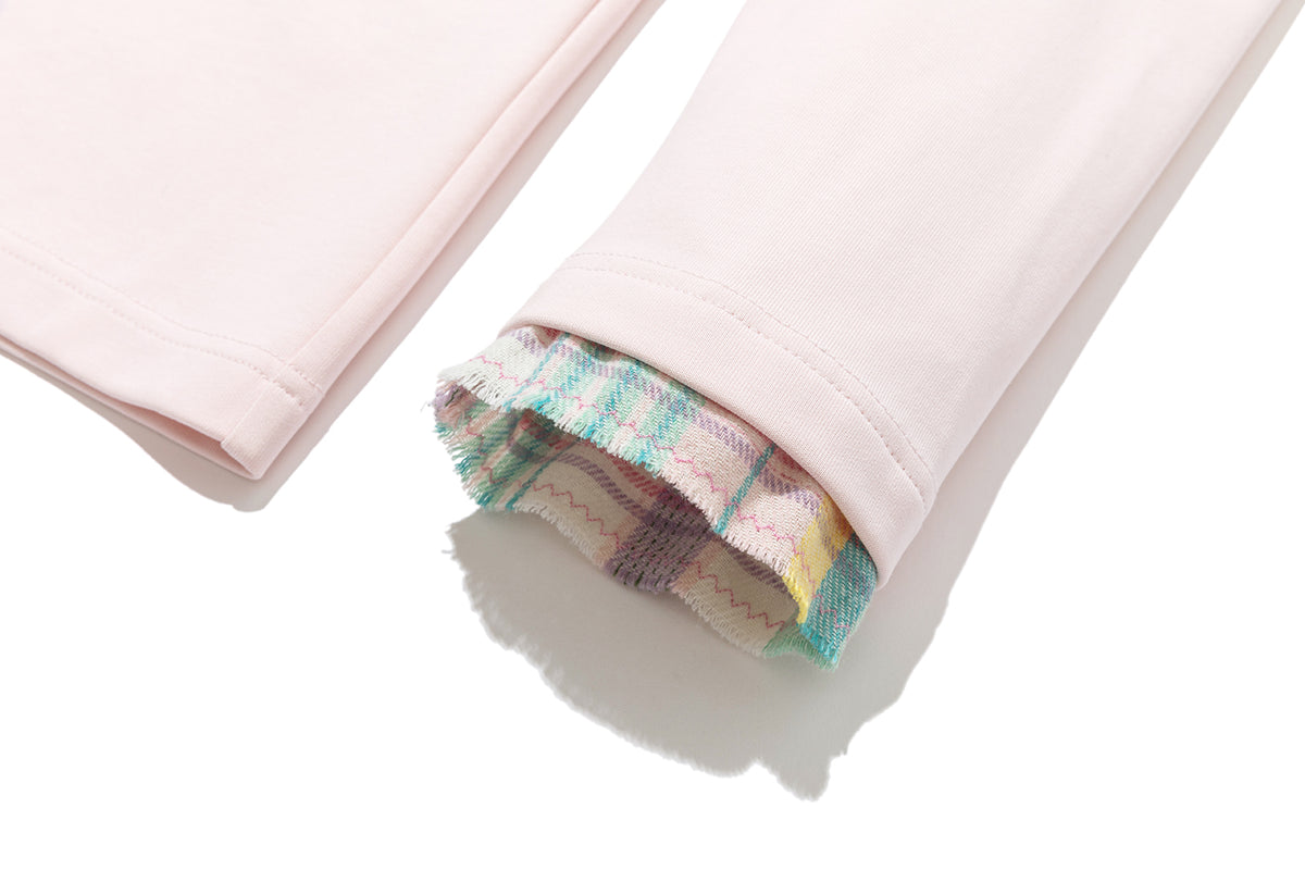 13DE MARZO Plaid Deconstructed Long Sleeve Pink