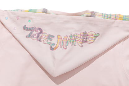 13DE MARZO Plaid Deconstructed Long Sleeve Pink