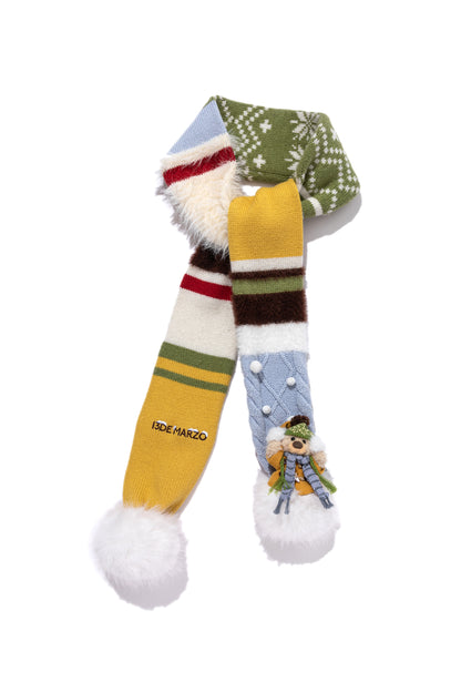 13DE MARZO Snow Bear Color Block Knit Scarf Colorful - 13DE MARZO