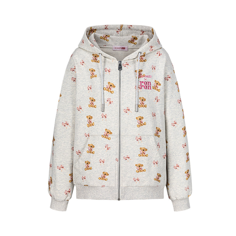 13DE MARZO RONRON Bear All-Over Zipped Hoodie - 13DE MARZO
