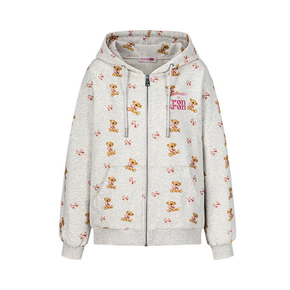 13DE MARZO RONRON Bear All-Over Zipped Hoodie - 13DE MARZO