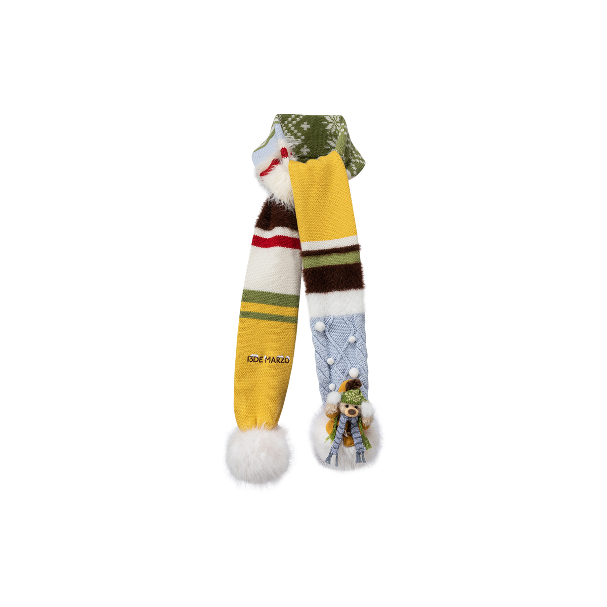 13DE MARZO Snow Bear Color Block Knit Scarf Colorful - 13DE MARZO
