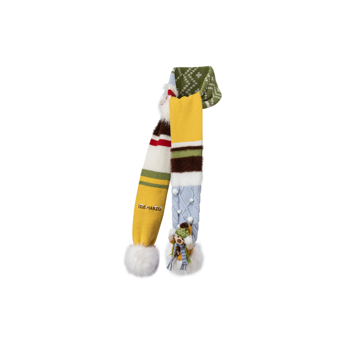 13DE MARZO Snow Bear Color Block Knit Scarf Colorful - 13DE MARZO