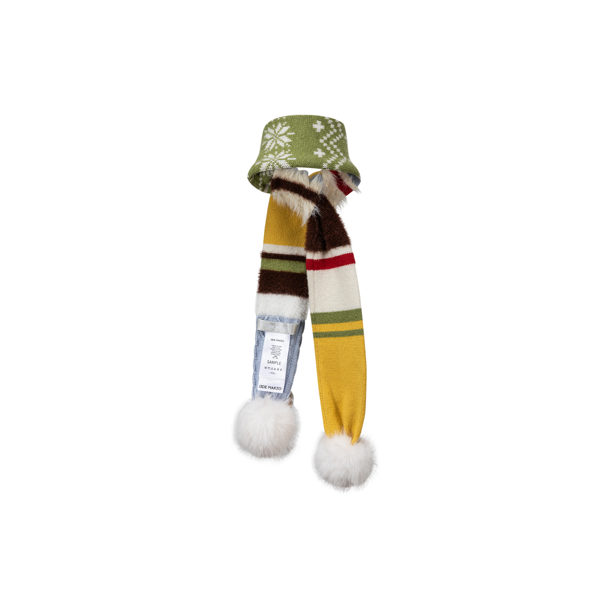 13DE MARZO Snow Bear Color Block Knit Scarf Colorful - 13DE MARZO