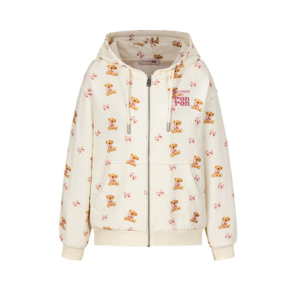 13DE MARZO RONRON Bear All-Over Zipped Hoodie - 13DE MARZO
