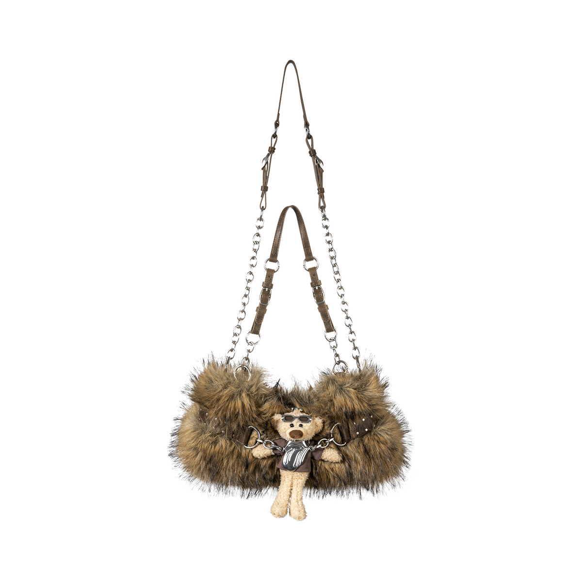 13DE MARZO Rolling Stones Furry Underarm Bag Brown