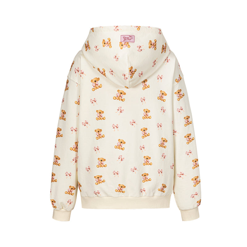 13DE MARZO RONRON Bear All-Over Zipped Hoodie - 13DE MARZO