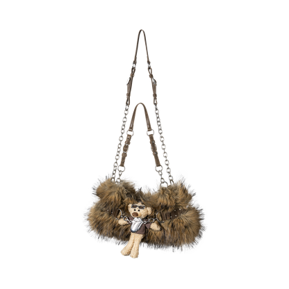 13DE MARZO Rolling Stones Furry Underarm Bag Brown