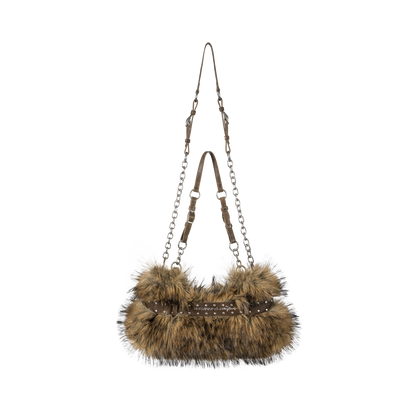 13DE MARZO Rolling Stones Furry Underarm Bag Brown