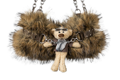 13DE MARZO Rolling Stones Furry Underarm Bag Brown