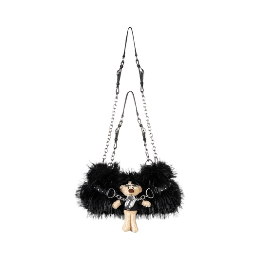 13DE MARZO Rolling Stones Furry Underarm Bag Black
