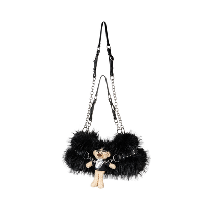 13DE MARZO Rolling Stones Furry Underarm Bag Black