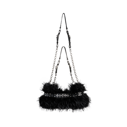13DE MARZO Rolling Stones Furry Underarm Bag Black