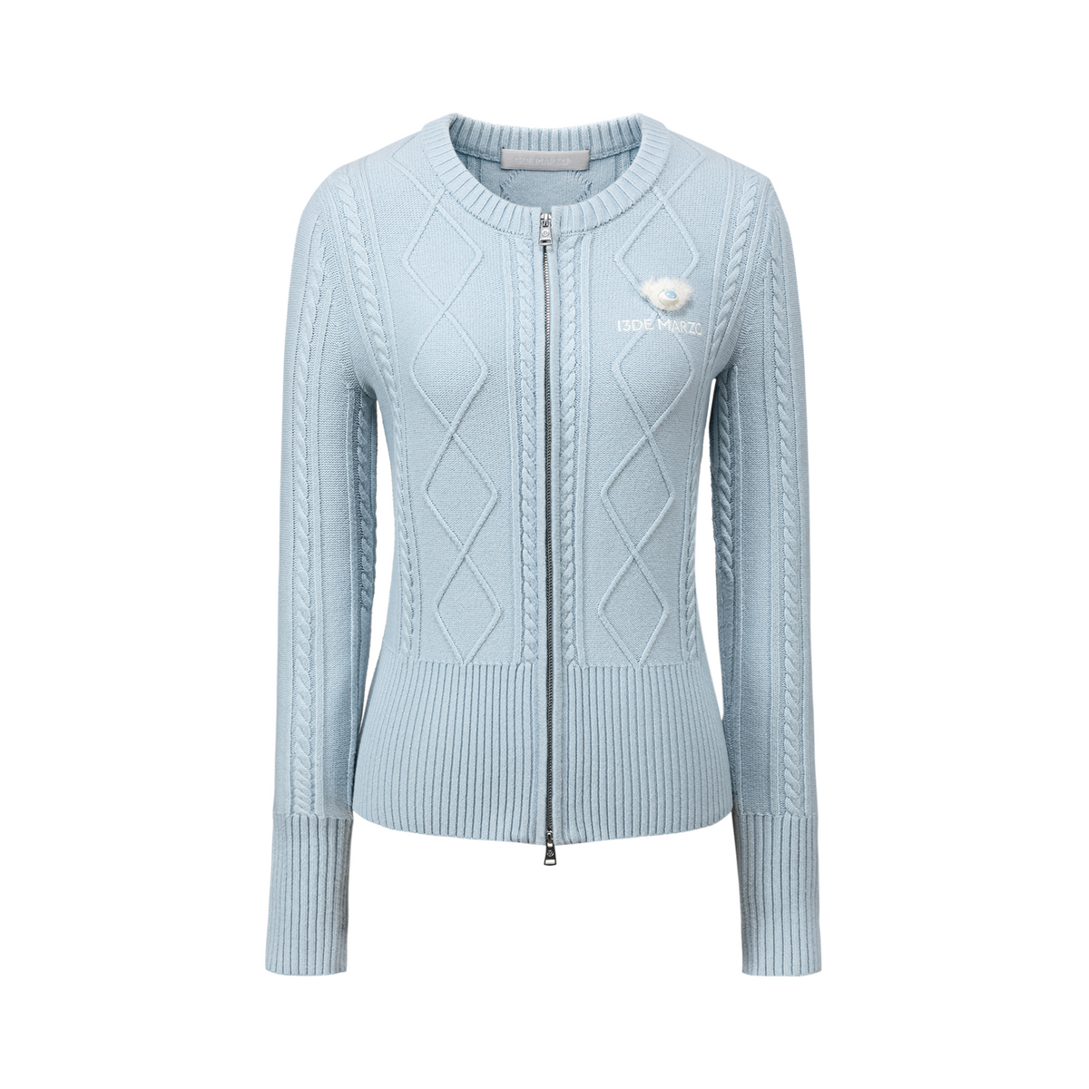 13DE MARZO Mini Bear Slim Fit Knit Zip Cardigan Blue