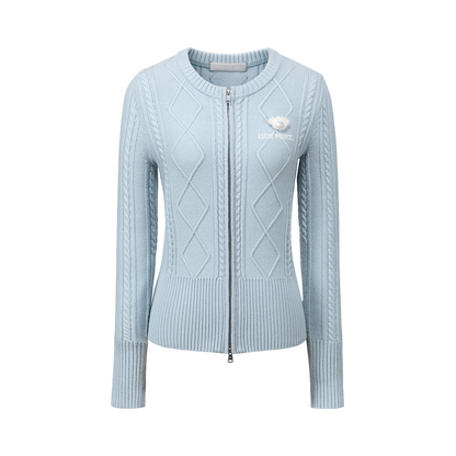 13DE MARZO Mini Bear Slim Fit Knit Zip Cardigan Blue