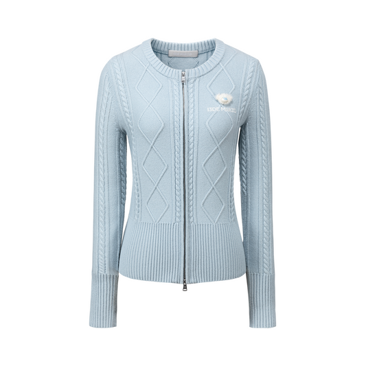 13DE MARZO Mini Bear Slim Fit Knit Zip Cardigan Blue