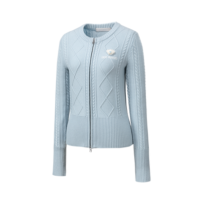 13DE MARZO Mini Bear Slim Fit Knit Zip Cardigan Blue