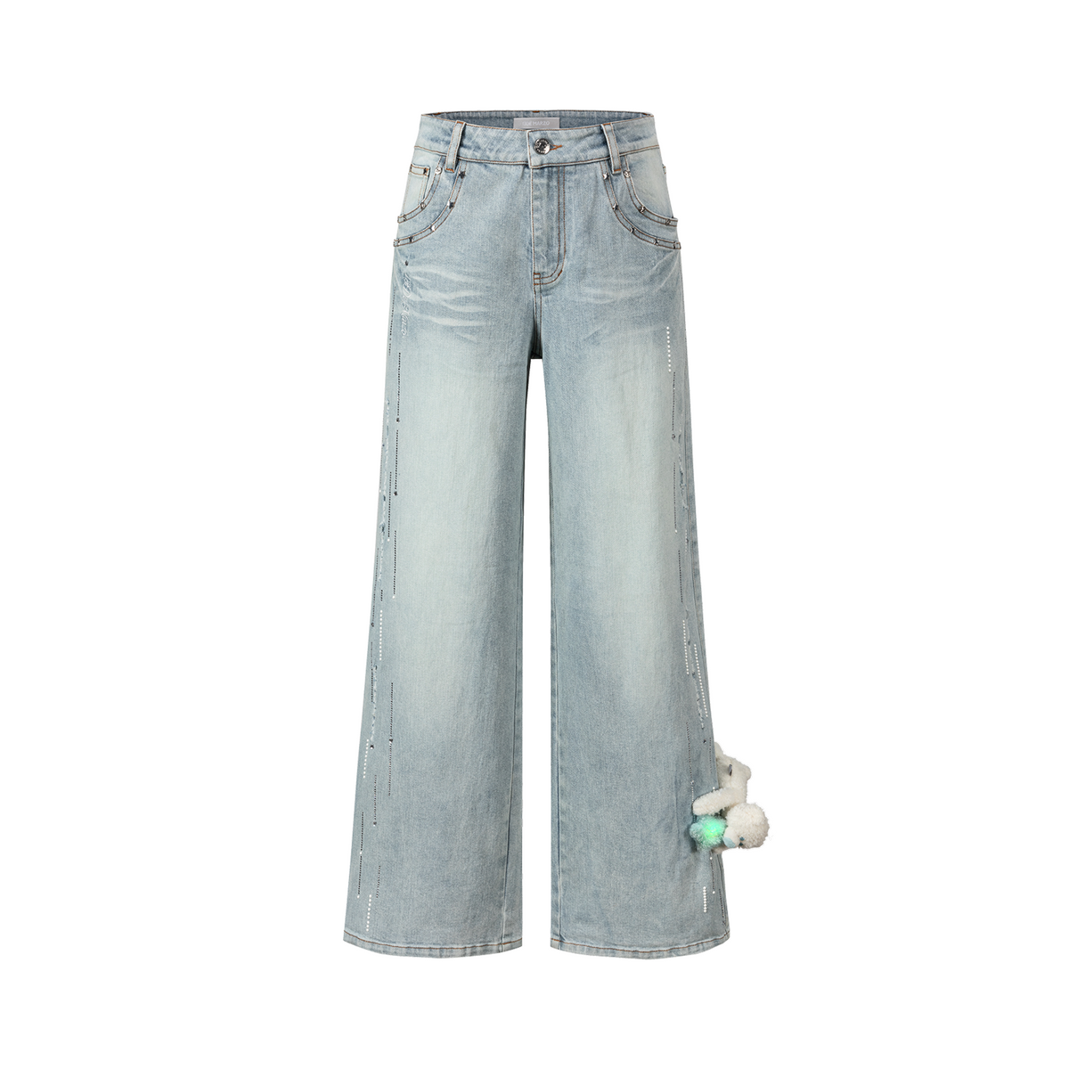 13DE MARZO Luminous Bear Straight Leg Jeans Blue