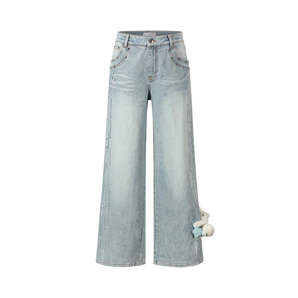 13DE MARZO Luminous Bear Straight Leg Jeans Blue