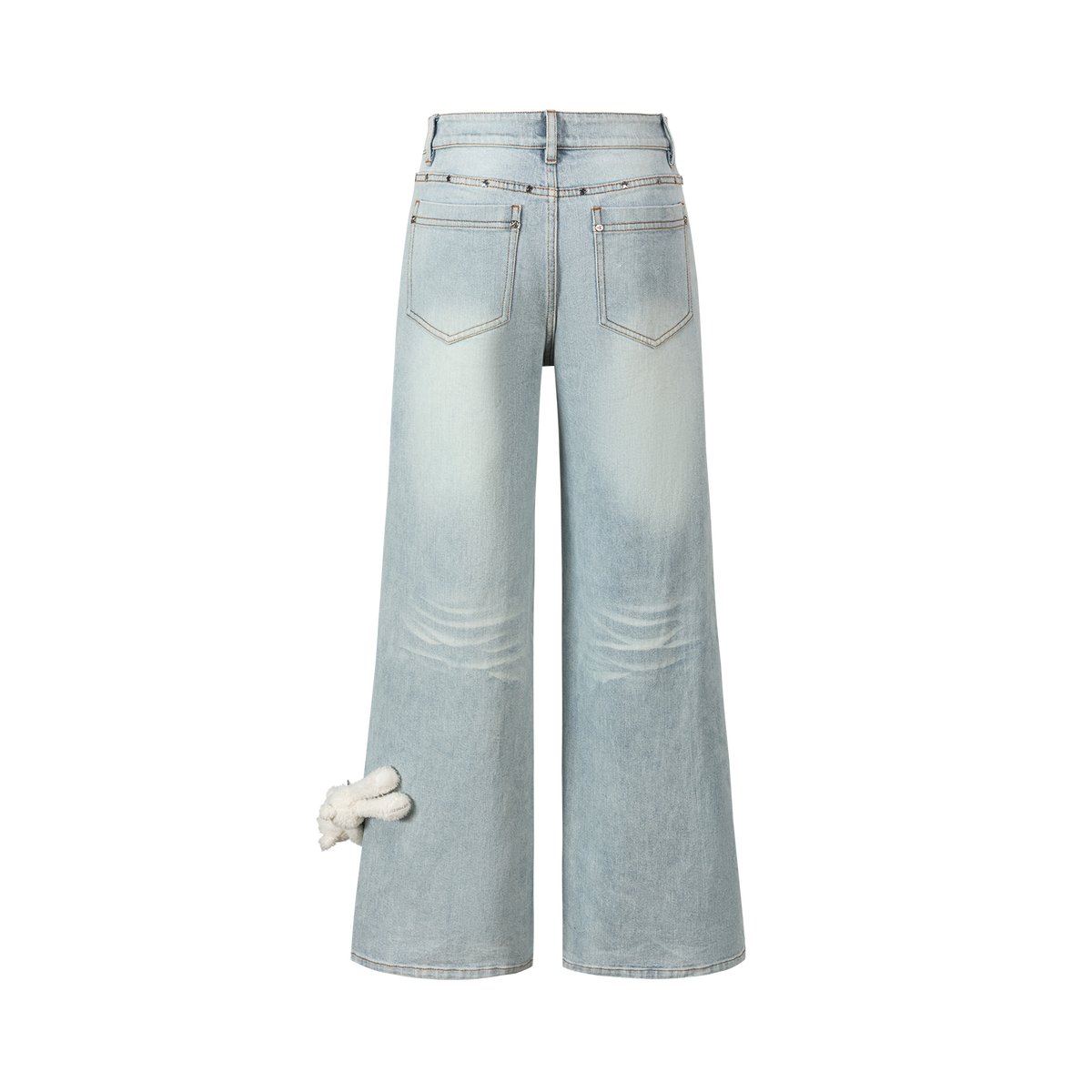 13DE MARZO Luminous Bear Straight Leg Jeans Blue