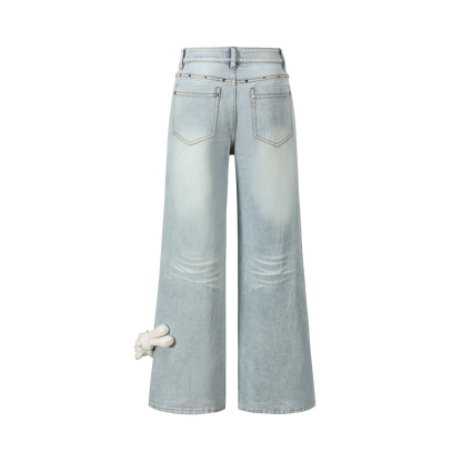 13DE MARZO Luminous Bear Straight Leg Jeans Blue