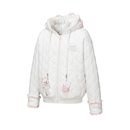 13DE MARZO Nighty Night Bear Eye Mask Cardigan White