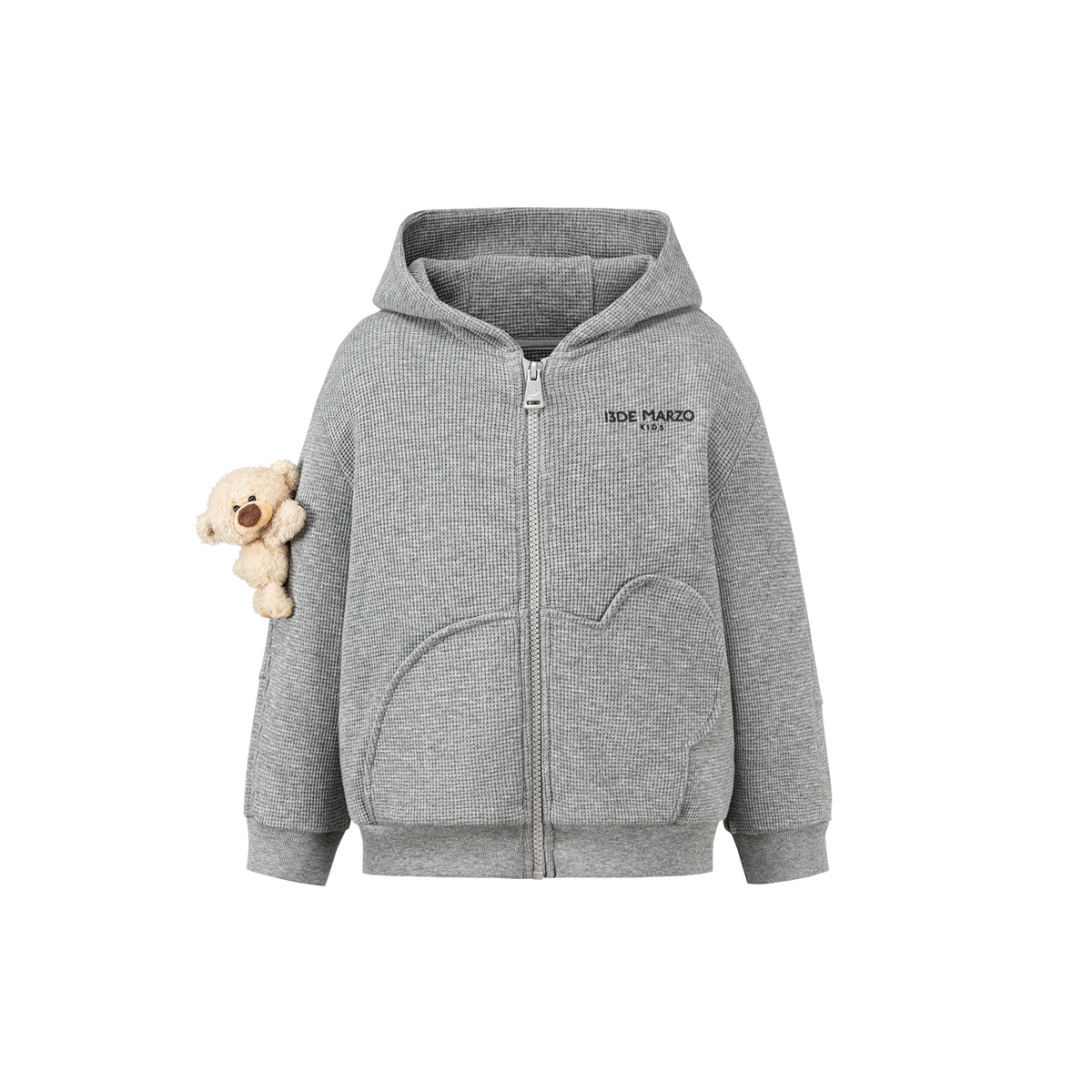 13DE MARZO BabyBear Waffle Zip Sweatshirt Jacket Grey