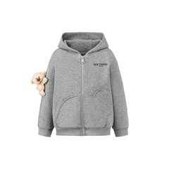 13DE MARZO BabyBear Waffle Zip Sweatshirt Jacket Grey
