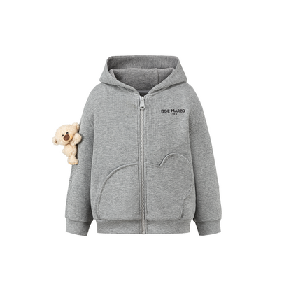 13DE MARZO BabyBear Waffle Zip Sweatshirt Jacket Grey