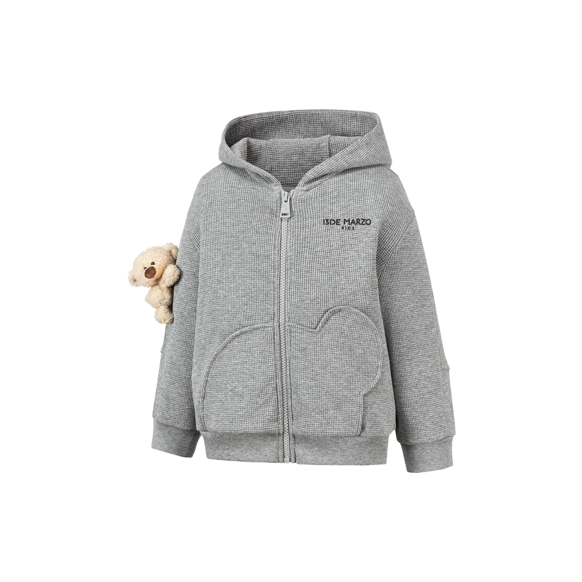 13DE MARZO BabyBear Waffle Zip Sweatshirt Jacket Grey