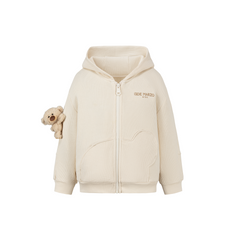 13DE MARZO BabyBear Waffle Zip Sweatshirt Jacket Beige